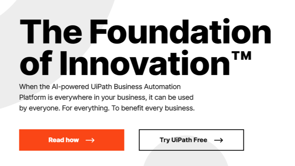 UiPath website screenshot.