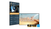 The new Planar Simplicity E Series for digital signage showing house-of-worship content. 