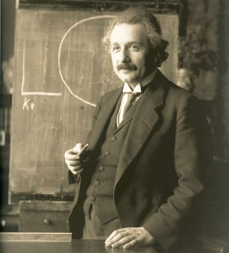 Albert Einstein during a lecture in Vienna in 1921