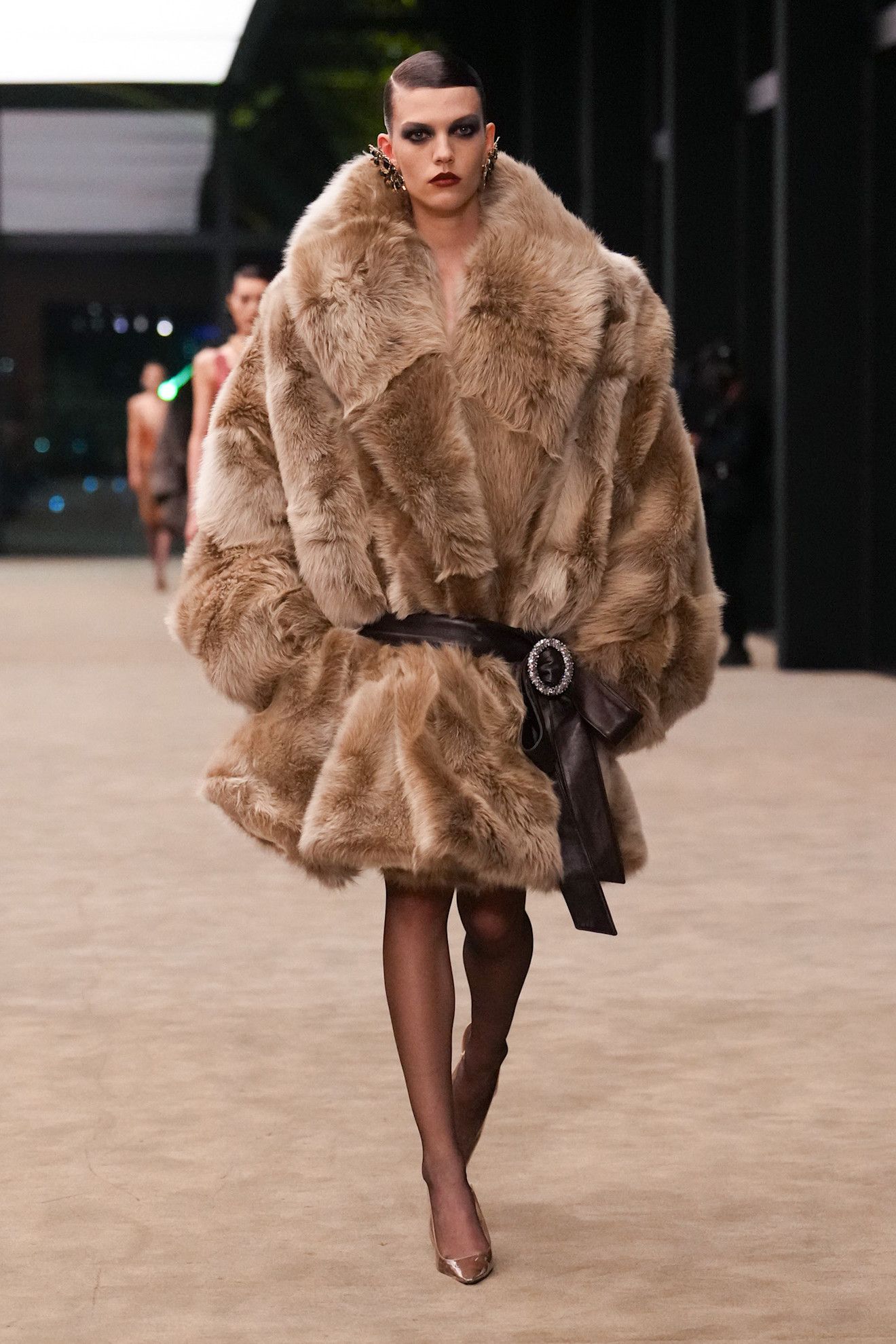 Saint Laurent model walks the fall/winter 2026 runway during Paris Fashion Week