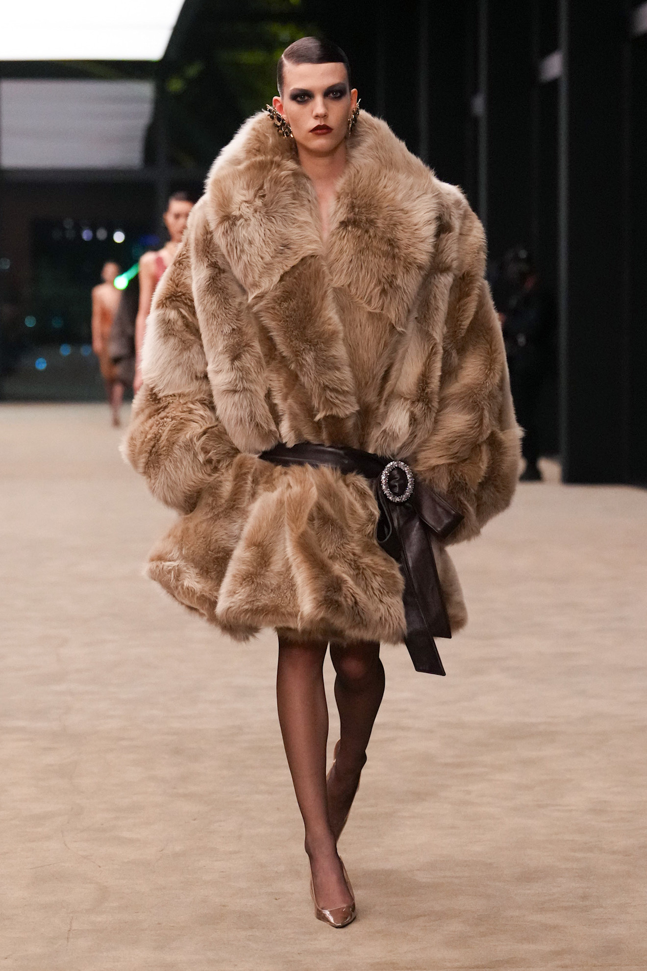 Saint Laurent model walks the fall/winter 2026 runway during Paris Fashion Week