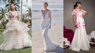 women wearing bloom inspired wedding dress trends