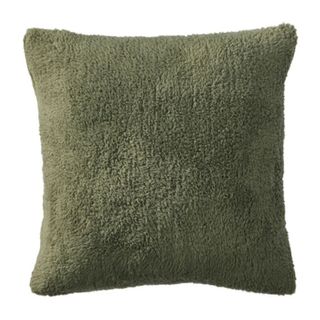 Green fuzzy pillow