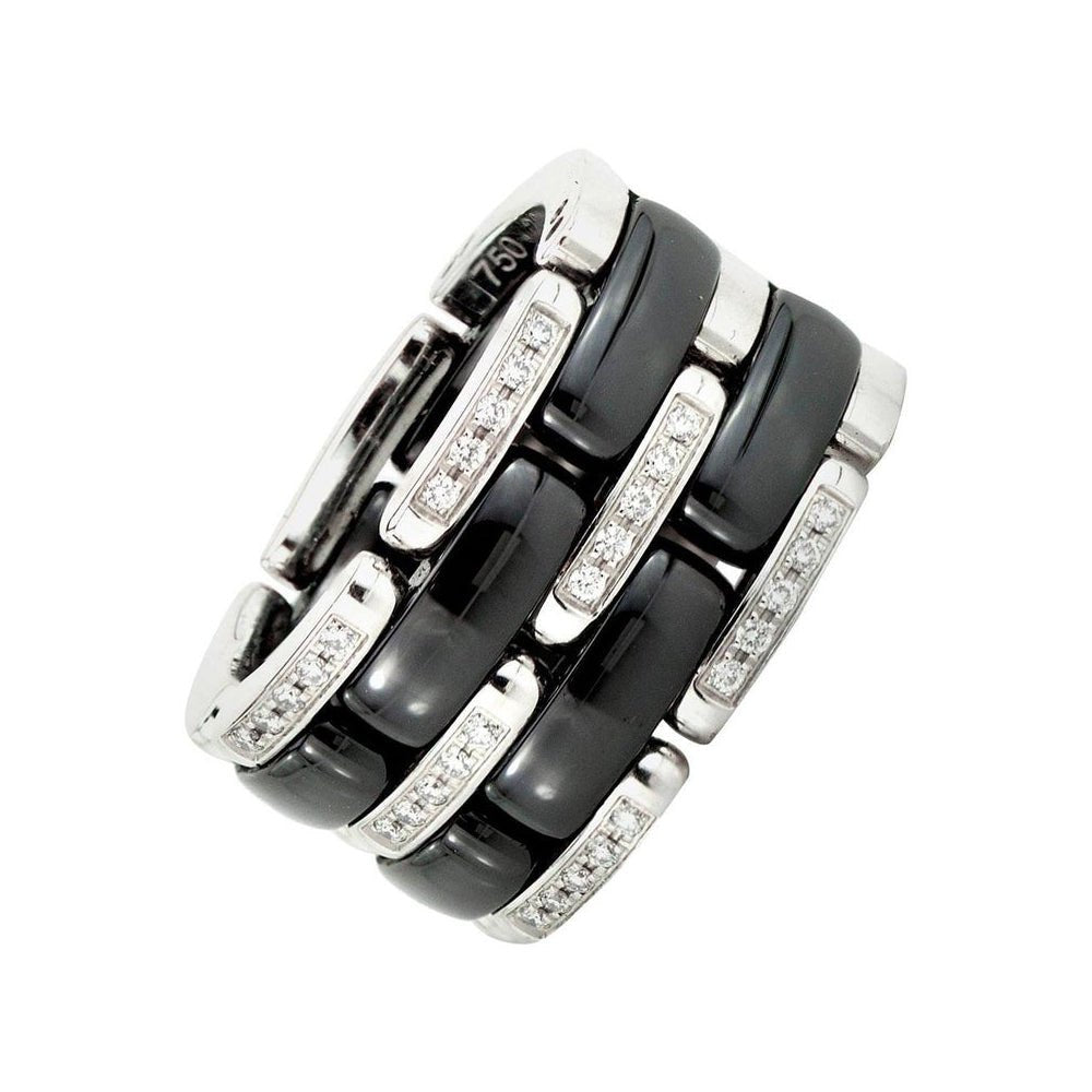 Black Ceramic Diamond Ultra Wide Band Ring