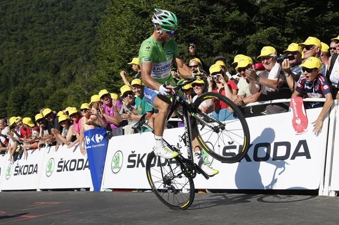 Peter Sagan, when not putting on a display in the flat finishes, still manages to put on a show.