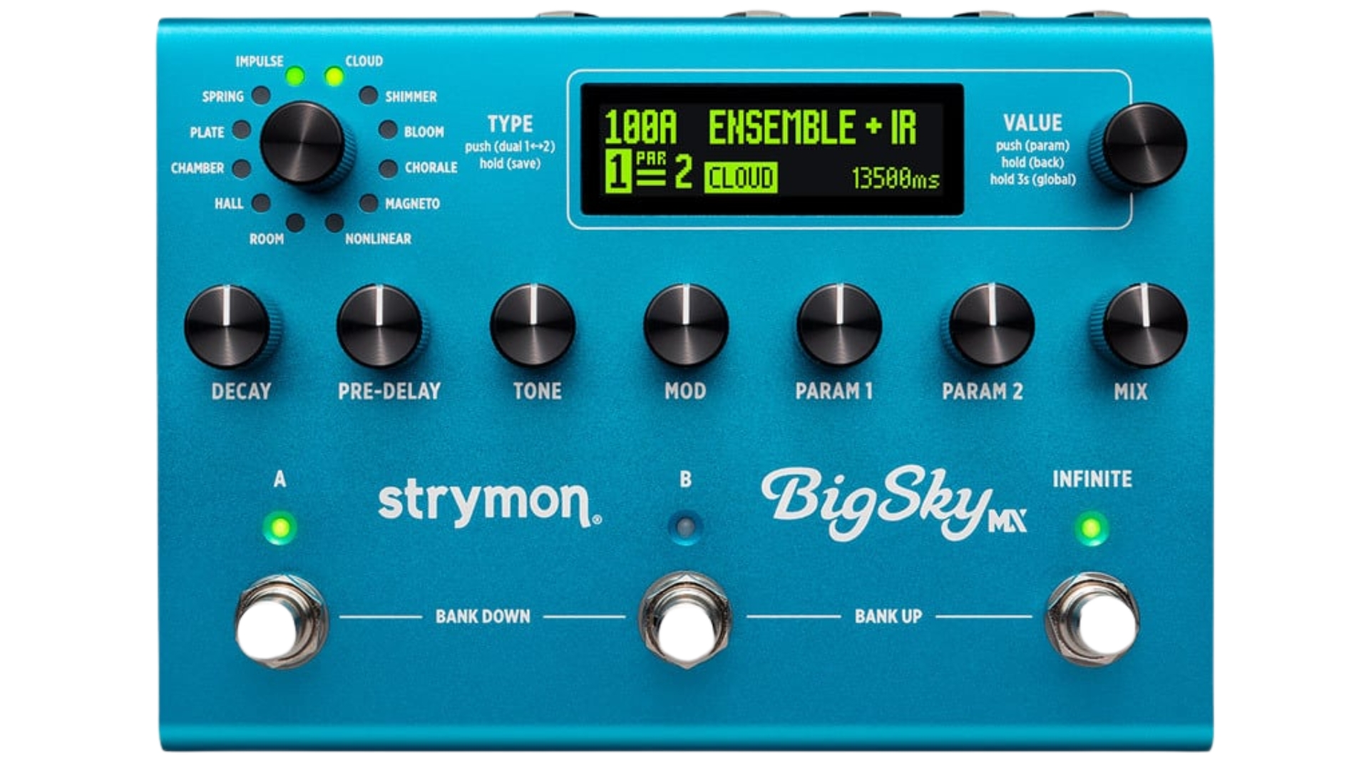 A Strymon BigSky MX reverb pedal