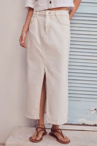 Next White Denim Maxi Skirt