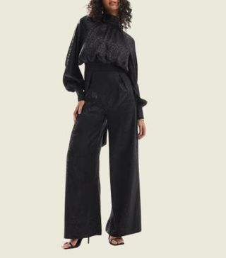 Images of satin black jumpsuit