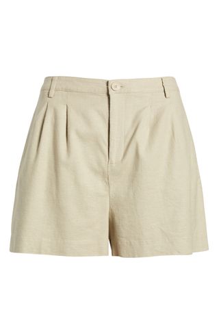 High Waist Linen Blend Shorts