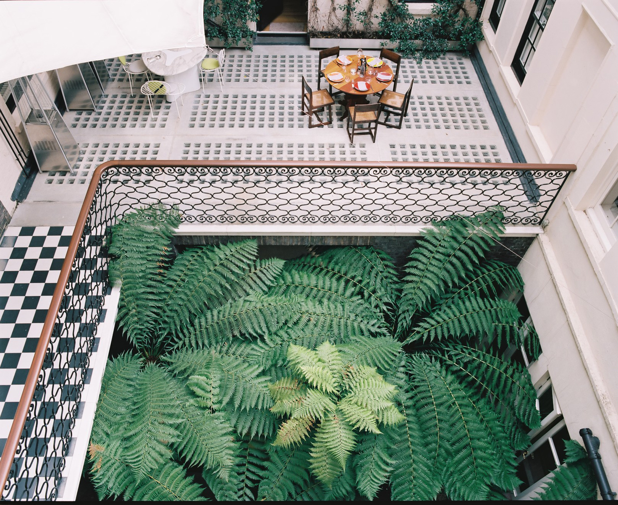 sunken garden in an internal courtyard