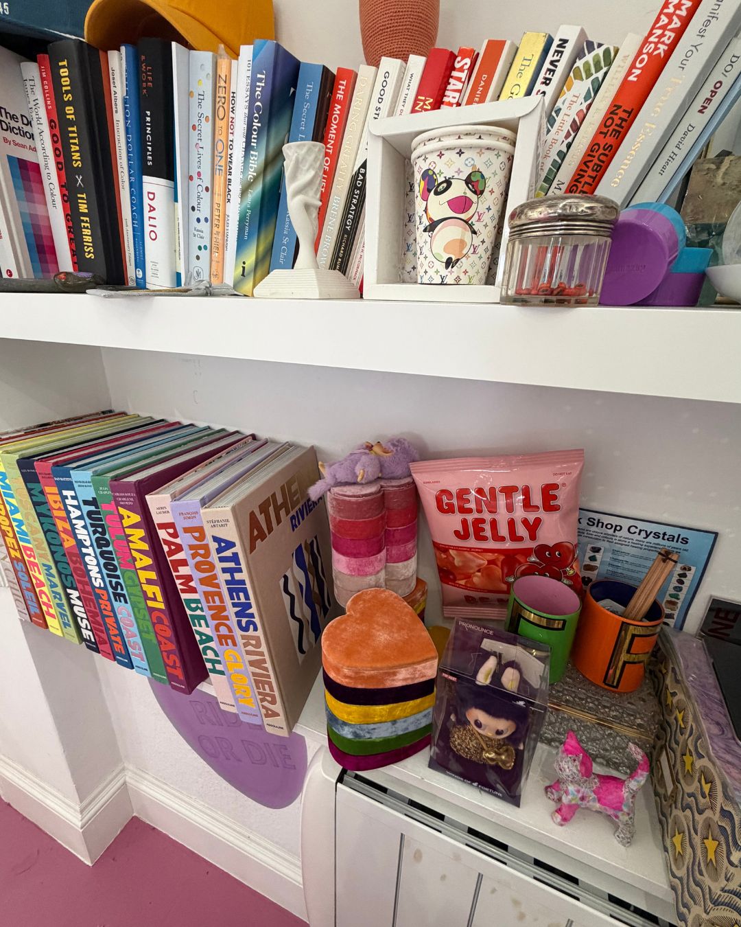 moodboards and knick knacks in roxanne first&#039;s office and studio