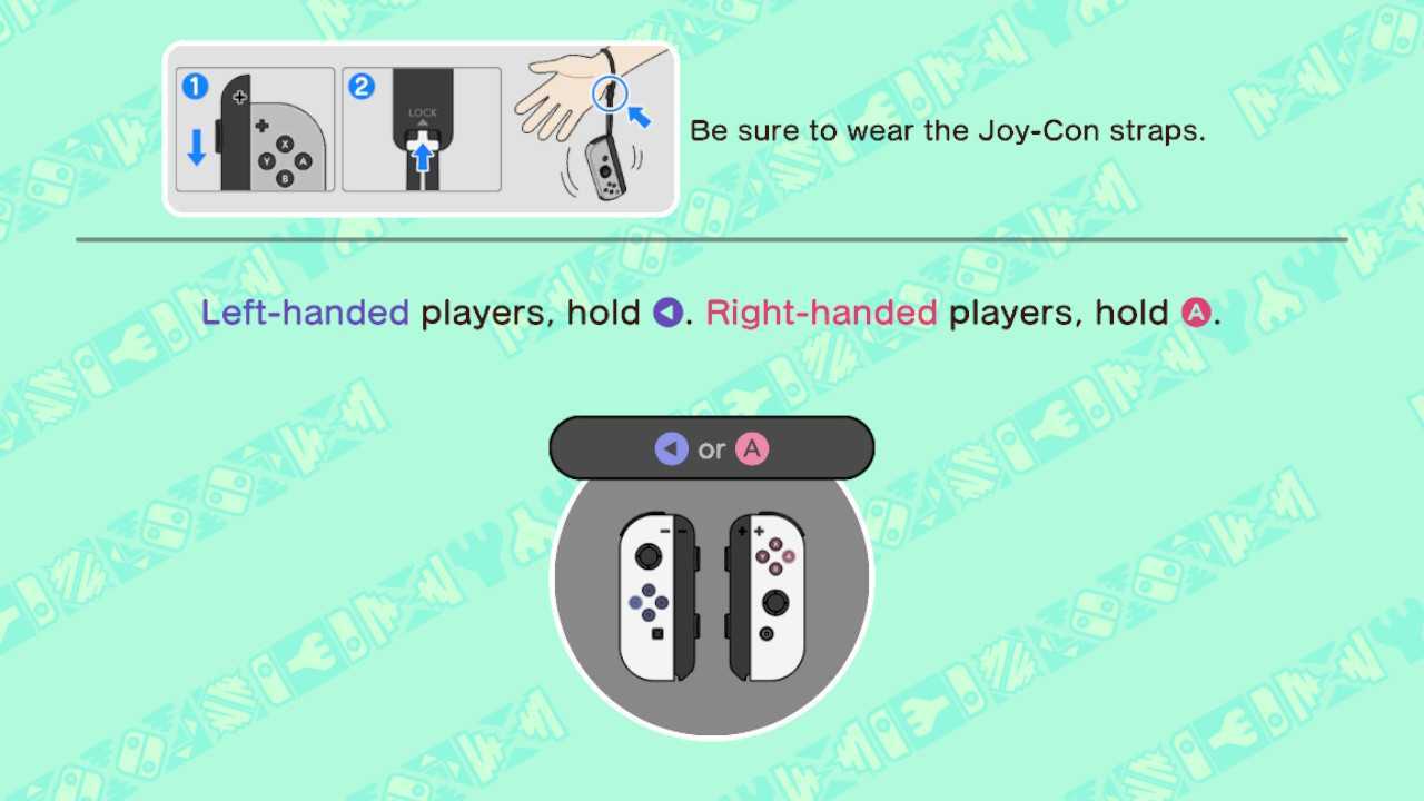 A screenshot showing the left and right hand option in WarioWare: Move It!