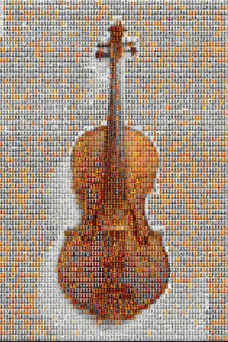 A mosaic of more than 5,000 violin images that the researcher examined in the study.