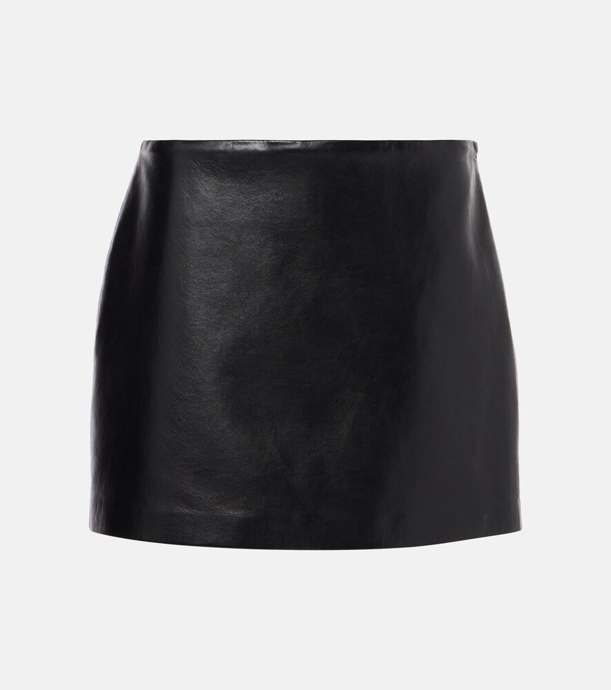 Agda Leather-Trimmed Miniskirt