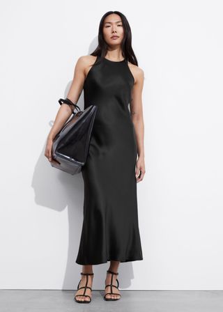 Slim Satin Midi Dress