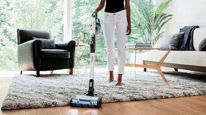 Image of one of the best shark vacuums in use within a house 