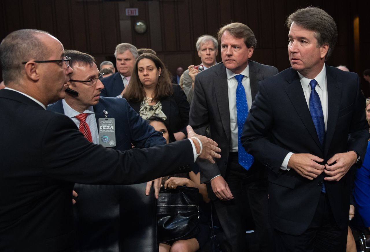 Fred Guttenberg tries to shake Brett Kavanaugh&amp;#039;s hand.