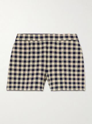 Checked Cotton-Blend Jacquard Shorts