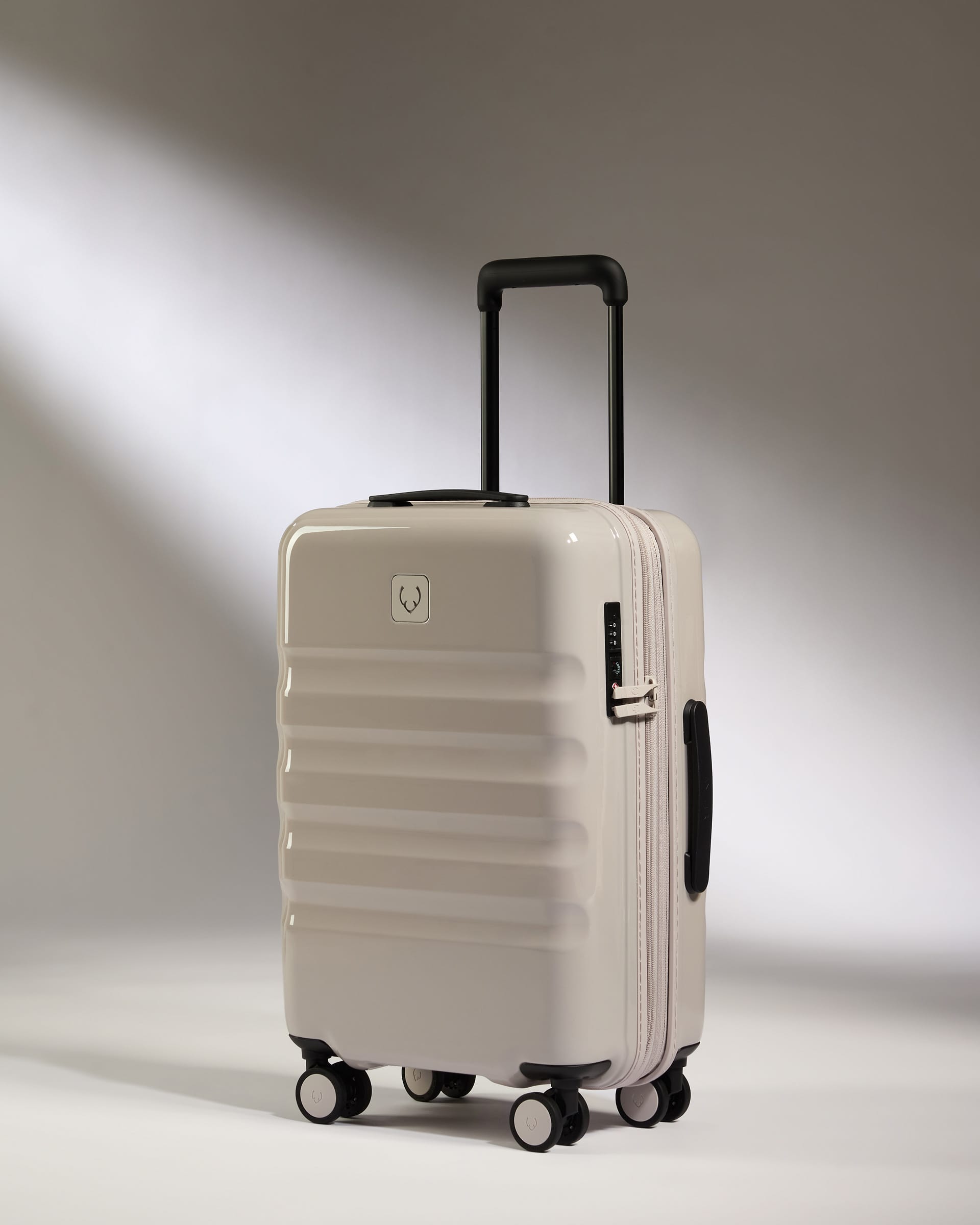 Expandable Cabin Suitcase in Taupe Gloss - Icon Stripe