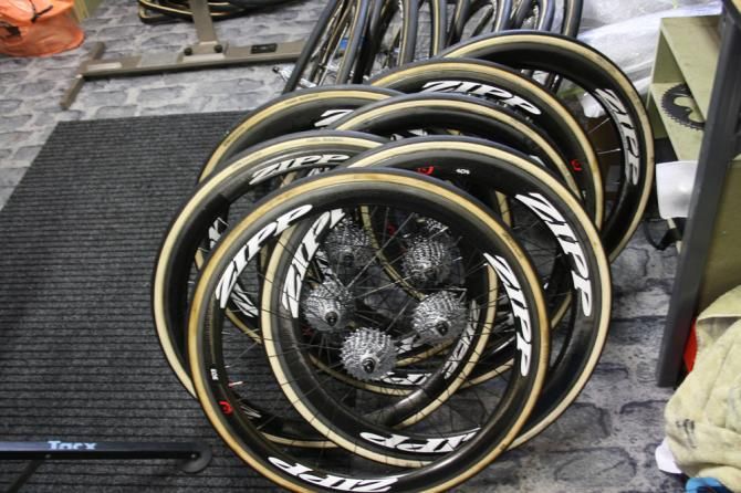 The Zipp wheels lined up ahead of the Tour of Flanders