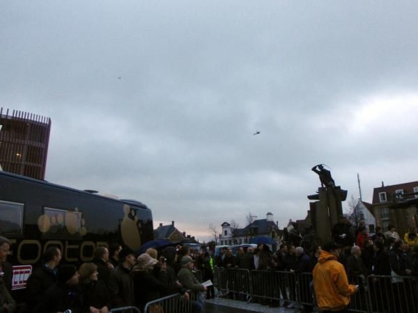 The sound of helicopters overhead adds to the atmosphere in Bruges on the day of Flanders