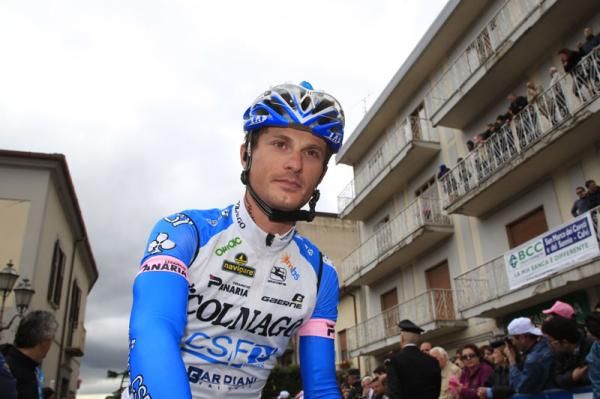 Colnago's Enrico Battaglin gathering himself at the start