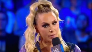 Charlotte Flair cutting a promo on SmackDown