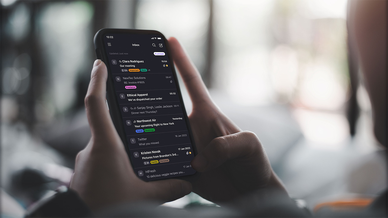 Proton Mail displayed on an iPhone