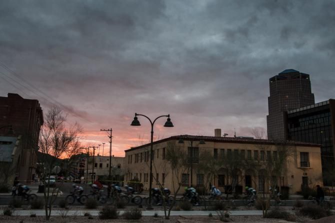 A beautiful sunset as racing continues into the night at the Old Pueblo Grand Prix.