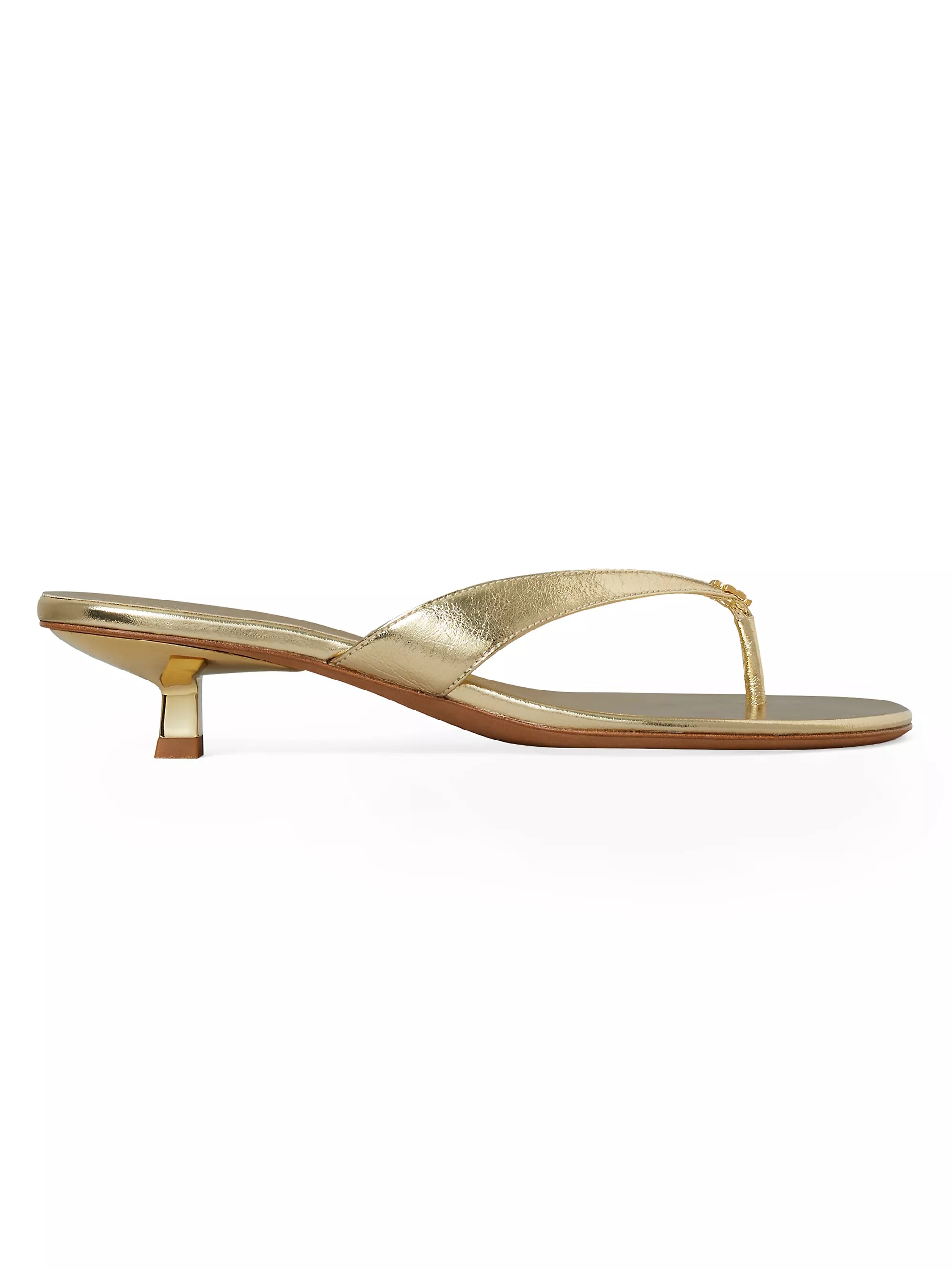 Classic Logo 35mm Metallic Leather Thong Sandals