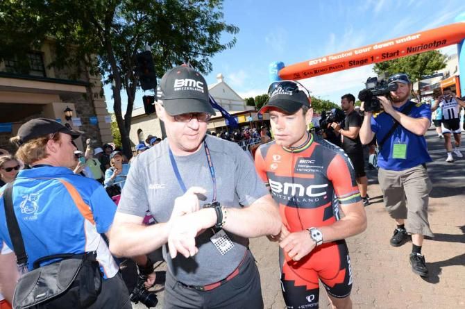 Cadel Evans (BMC) before the start of stage 1 of the Tour Down Under.