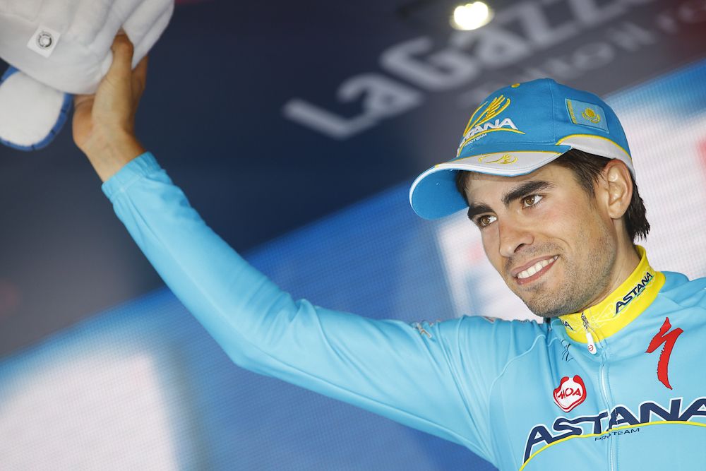 Mikel Landa on the podium for his second stage win.