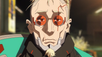 Edgerunners anime character looking at the camera nonplussed.