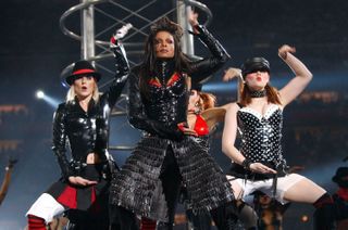 Janet Jackson during The AOL TopSpeed Super Bowl XXXVIII Halftime Show Produced by MTV at Reliant Stadium in Houston, Texas, United States.