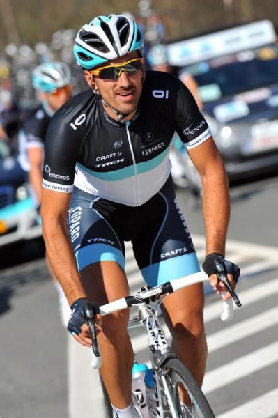 Fabian Cancellara (Leopard Trek) rides towards the back of the bunch