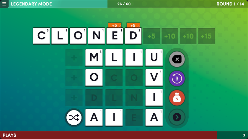 Spelling a word in Word Play.