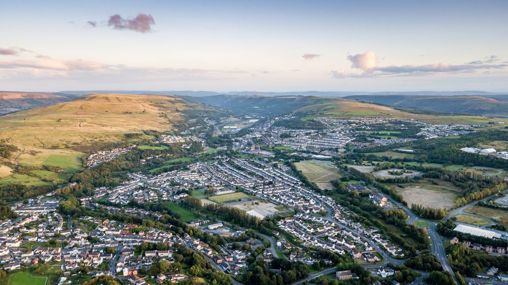 Welsh valley seen from the air