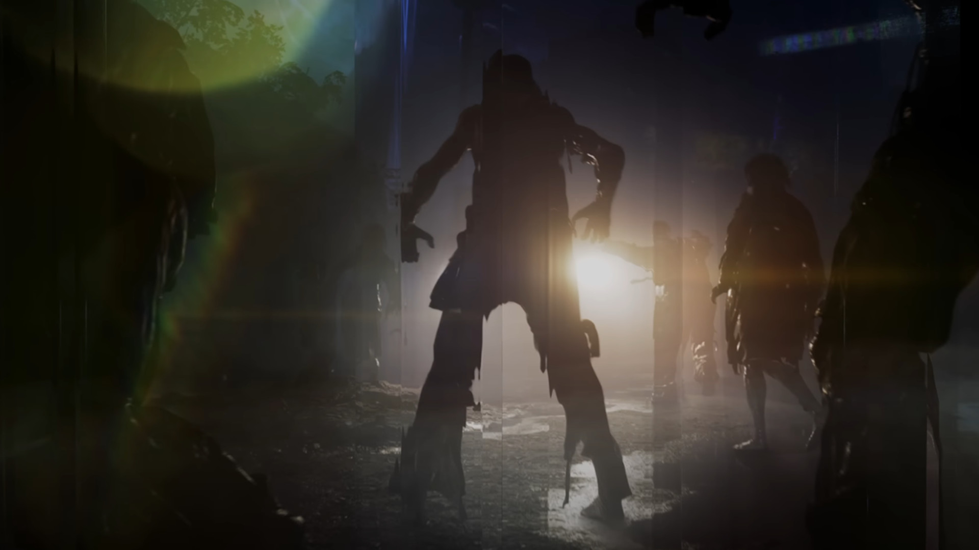A group of zombies walking in the rain during the trailer for Call of Duty: Black Ops 7.
