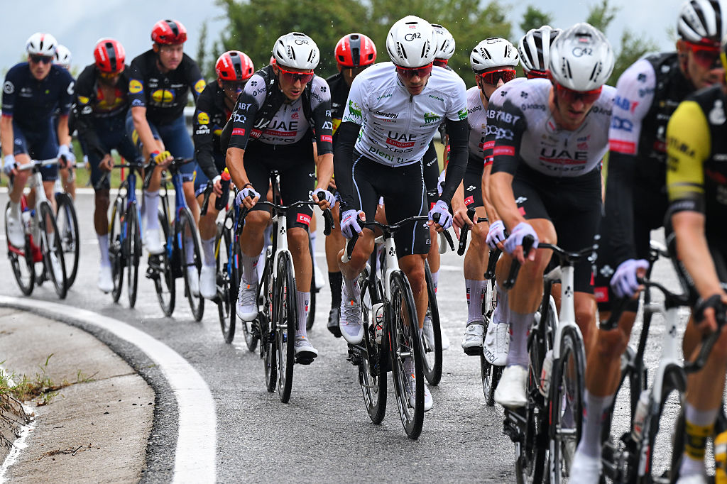 PAL, ANDORRA - AUGUST 28: Juan Ayuso of Spain and UAE Team Emirates - XRG - White Best Young Rider Jersey competes during the La Vuelta - 80th Tour of Spain 2025, Stage 6 a 170.3km stage from Olot to Pal - Andorra 1900m / #UCIWT / on August 28, 2025 in Pal, Andorra. (Photo by Tim de Waele/Getty Images)