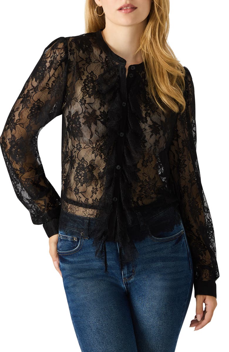 Colsie Sheer Lace Long Sleeve Shirt
