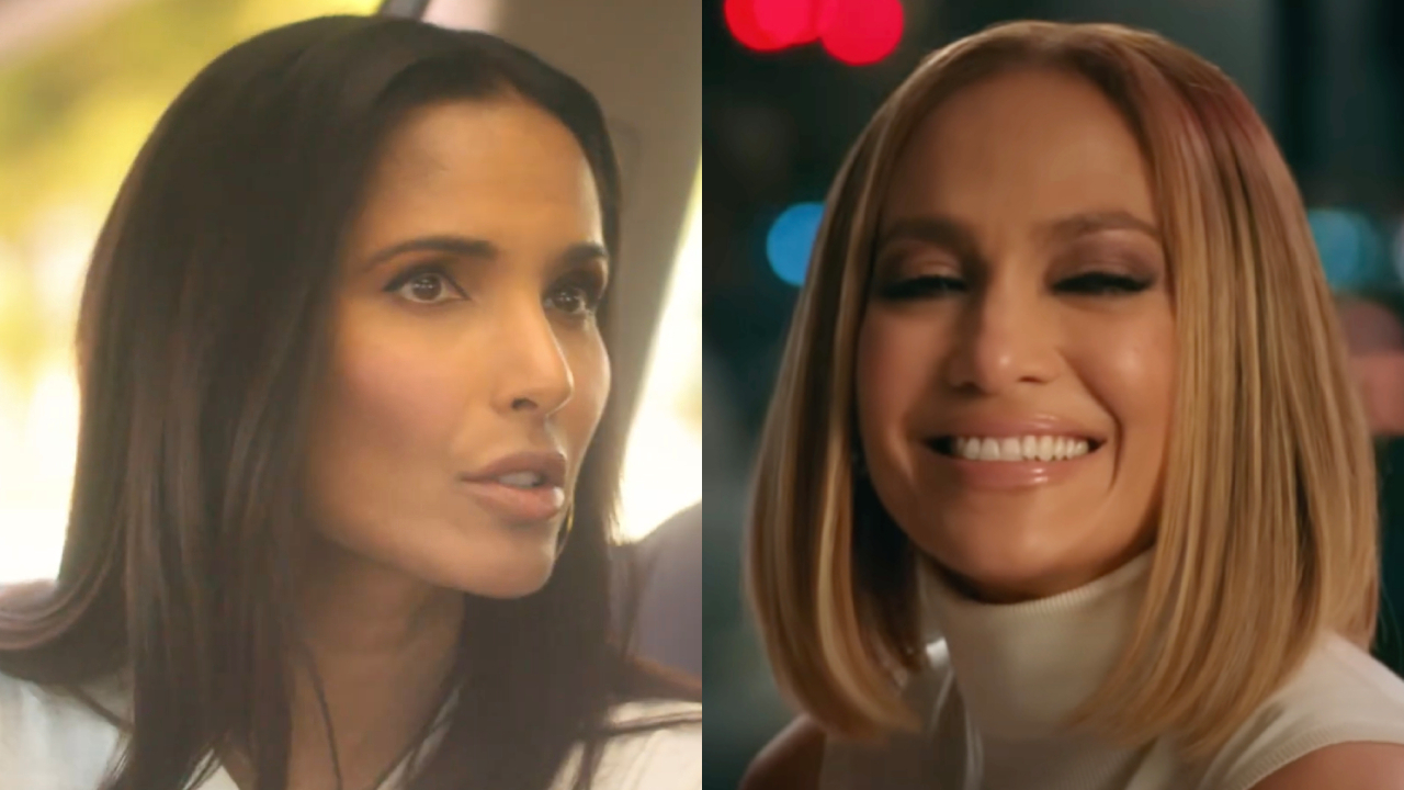 Padma Lakshmi and Jennifer Lopez in a side-by-side photo.