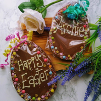 2. Personalised Easter egg plaque
RRP: £6 | Delivery: Delivered within one week of purchase
One of Etsy's best sellers, this personalised chocolate egg plaque has been rated an average of 4.9 stars by Etsy customers with over 16,000 sales. 
These Easter egg plaques are hand-made using good quality Belgium chocolate wrapped in a cellophane bag and finished with a colourful ribbon. Choose from white or milk chocolate.