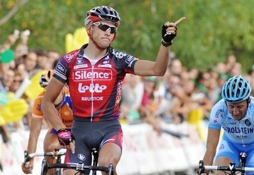 Van Avermaet took his first Grande Tour stage ahead of Davide Rebellin (Gerolsteiner) &amp; Juan Antonio Flecha Giannoni (Rabobank).