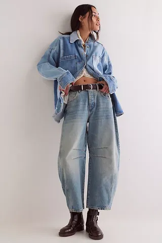 We the Free Good Luck Mid-Rise Barrel Jeans