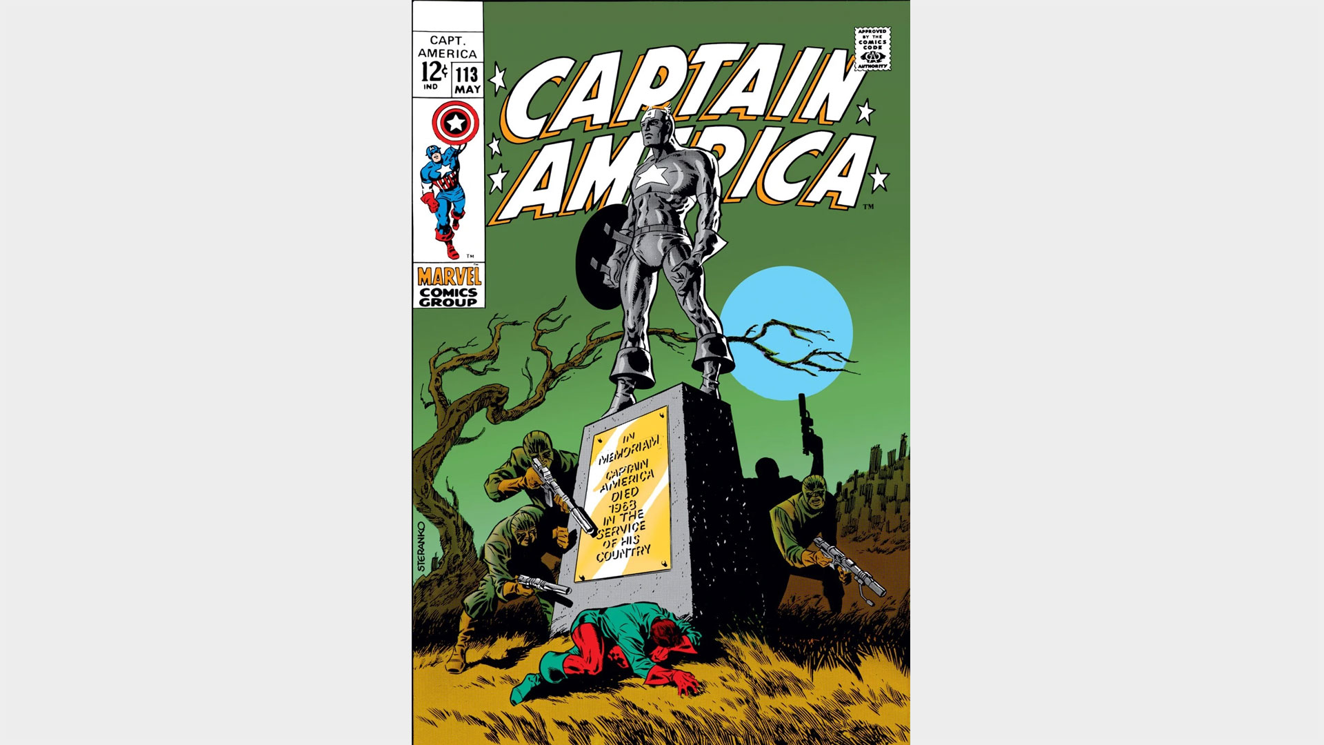 La portada de Capita de la portada del Capitán Americana de Estados Unidos # 113.