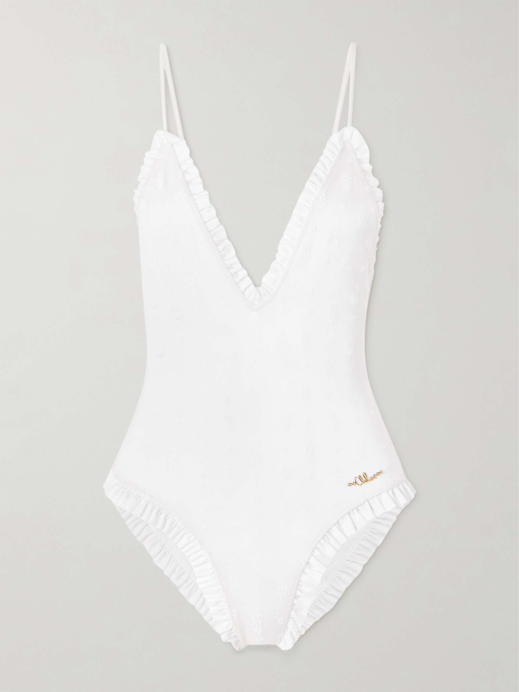 Ruffled Broderie Anglaise Swimsuit
