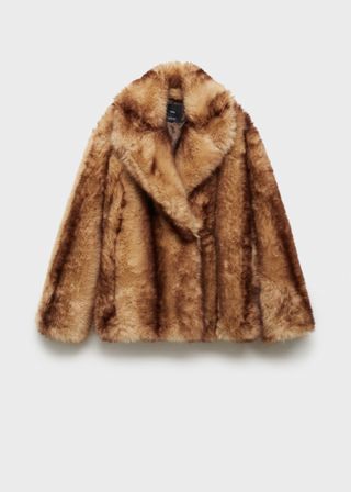 Coat With Fur-Effect Lapels - Women | Mango Usa