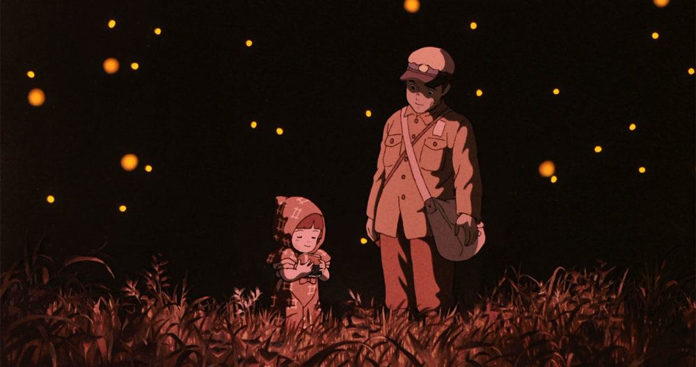 Grave of the Fireflies promo image featuring two siblings