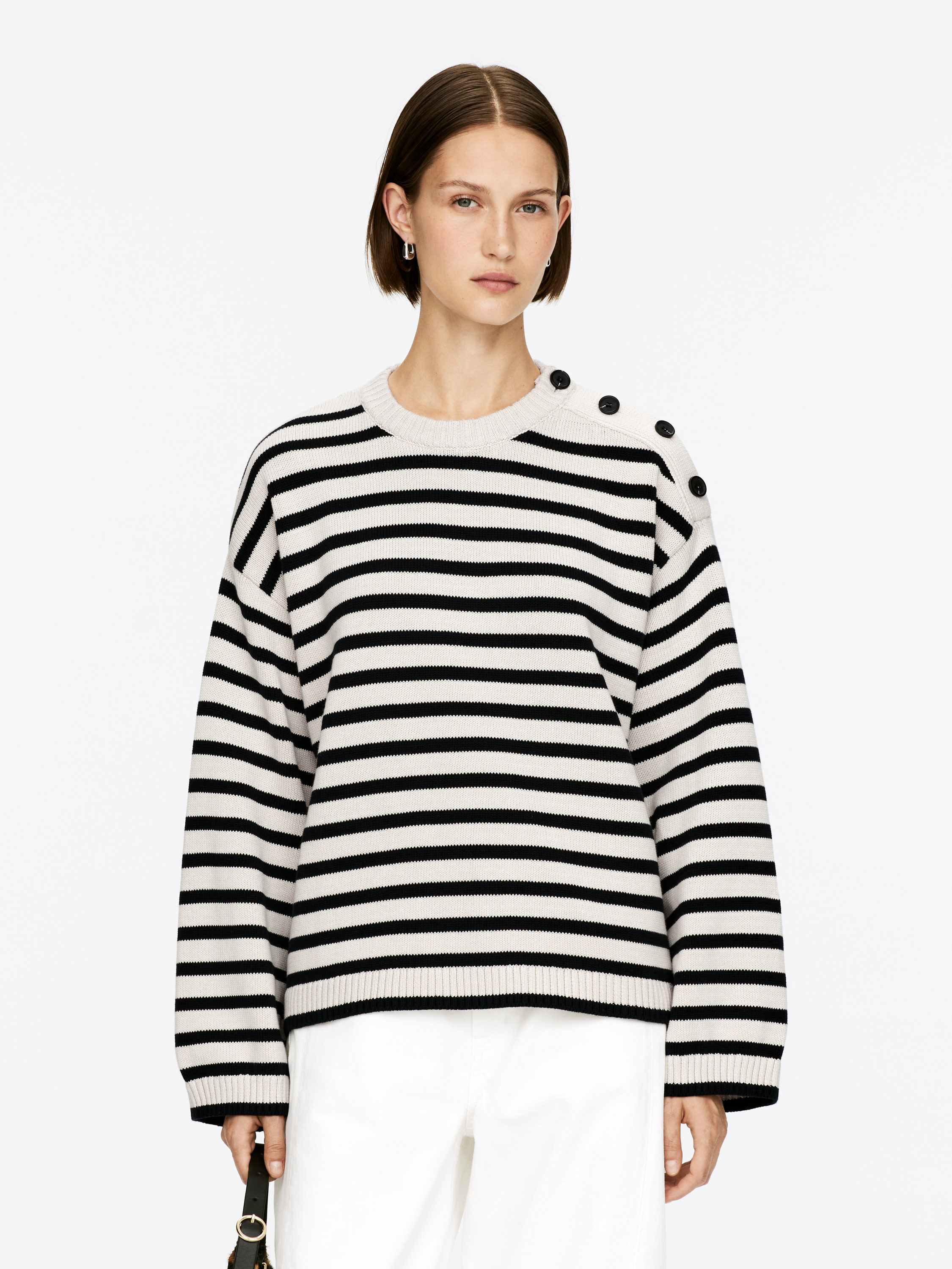 Oversized Cotton Jumper – Beige/black – Women – Arket Gb
