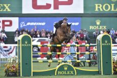 Scott Brash and Hello Sanctos on their way to winning the Rolex Grand Slam of Showjumping in Spruce Meadows, Canada, in 2015.
